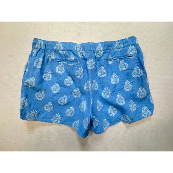 Vineyard Vines Women's Linen Shorts Drawstring Relaxed Fit Paisley Size M Blue - Picture 10 of 11
